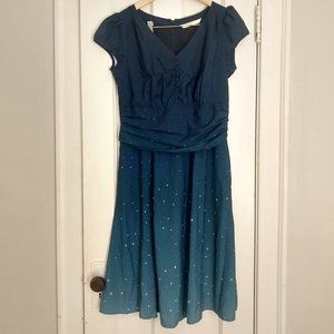 ✨ eShakti Wayward Fancies Ombre Celestial Stars A-Line Dress - EUC ✨